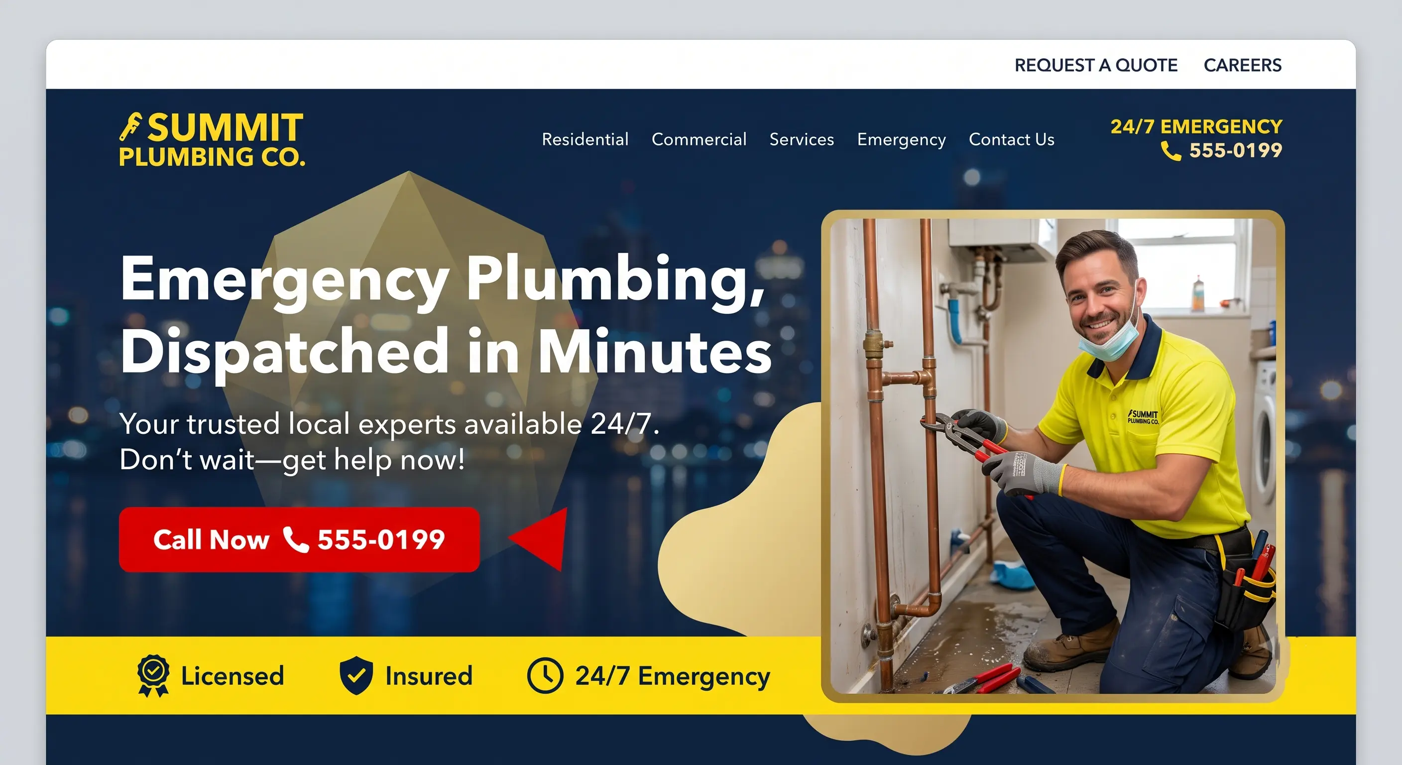 Plumbing company homepage design